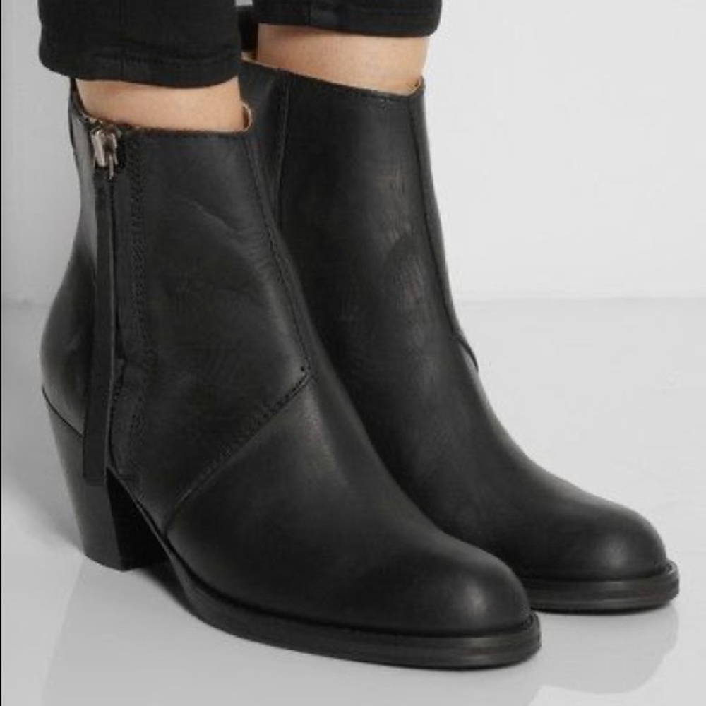 ACNE pistol ankle boot bootie matte black leather